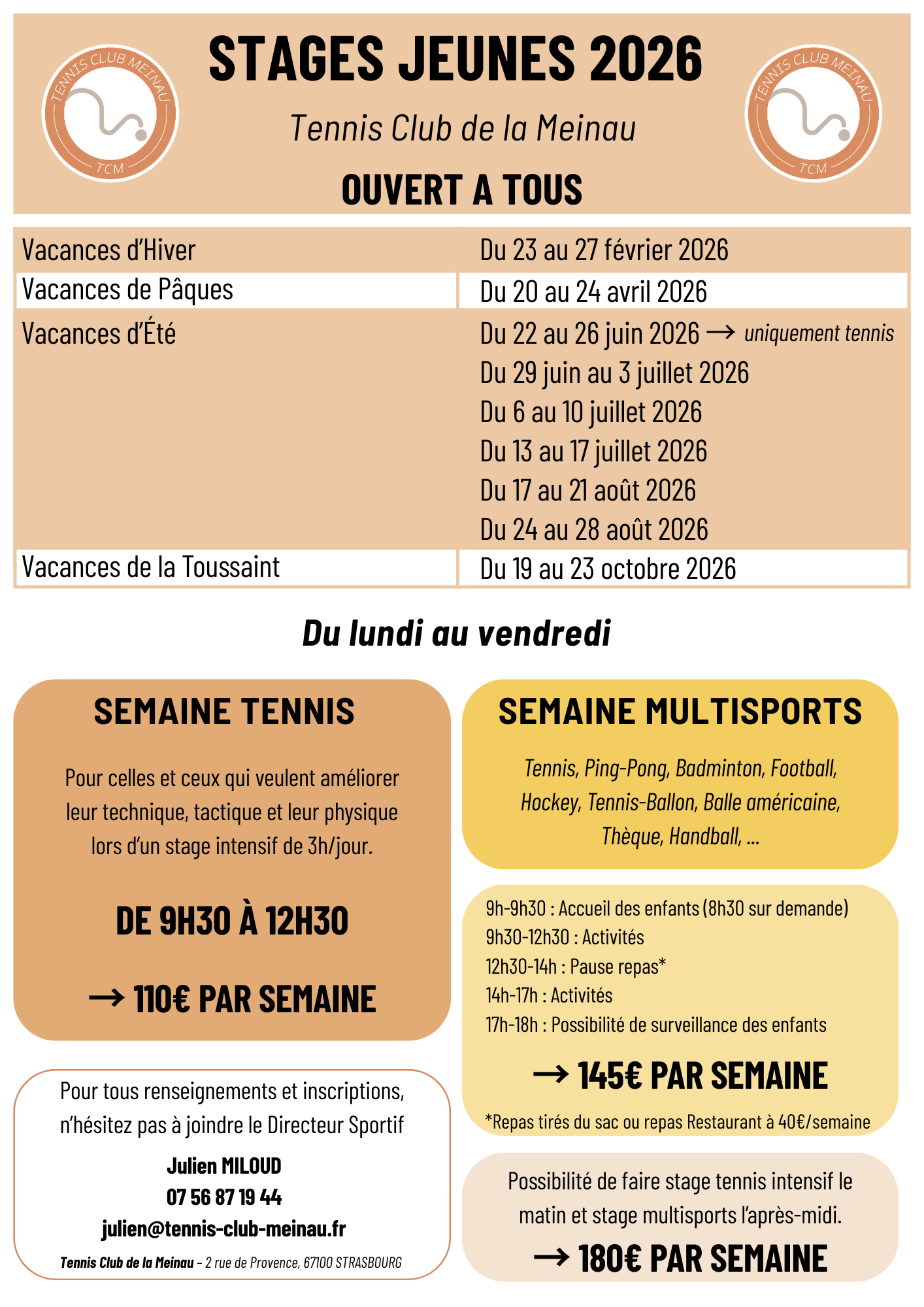 STAGES JEUNES 2025/2026