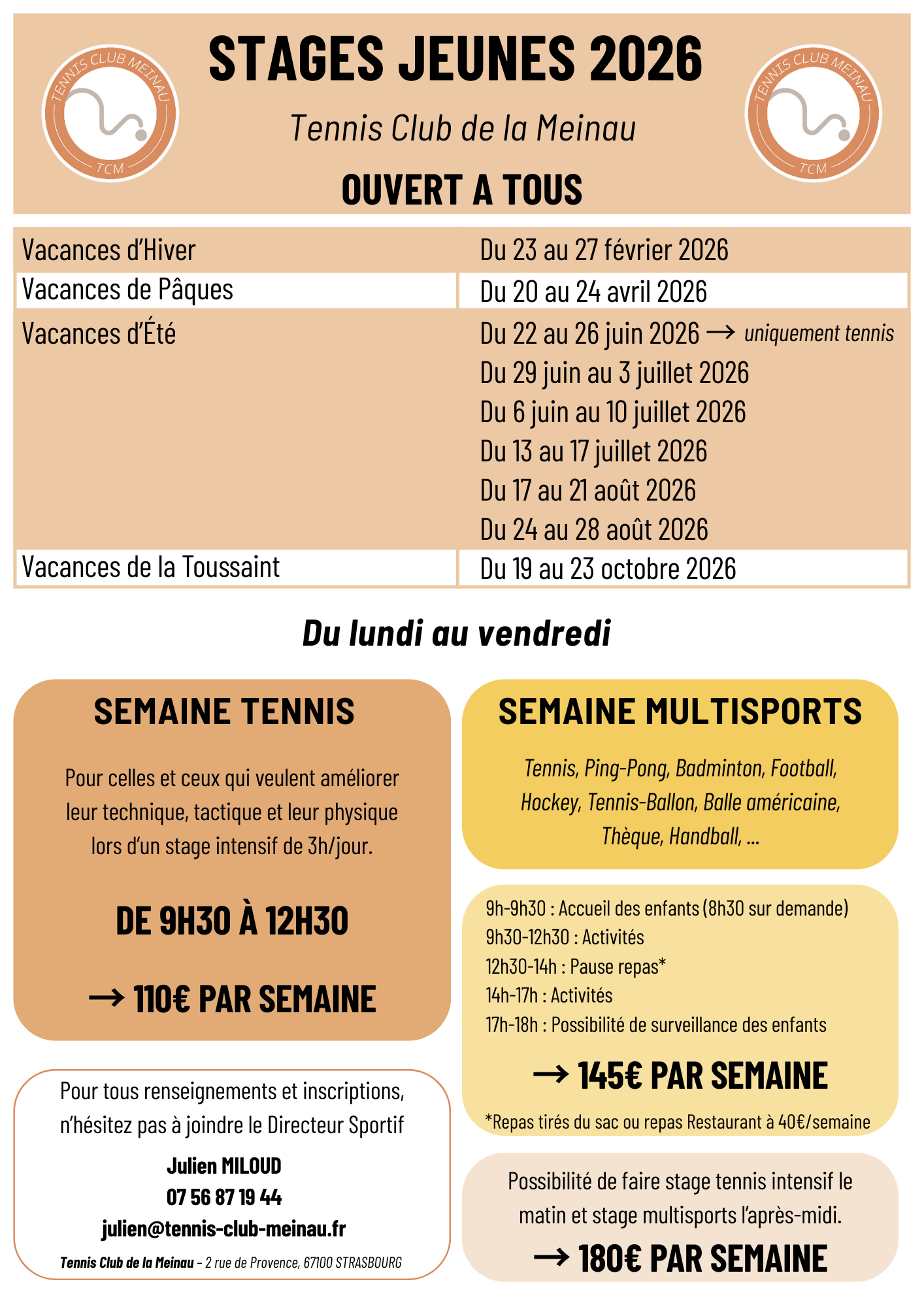 STAGES JEUNES 2025/2026